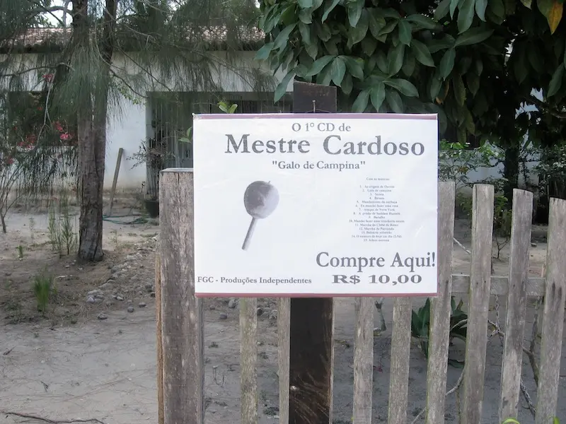 Cartaz de venda do disco Galo de Campina, de Mestre Cardoso. Ourém, 15/11/2006.