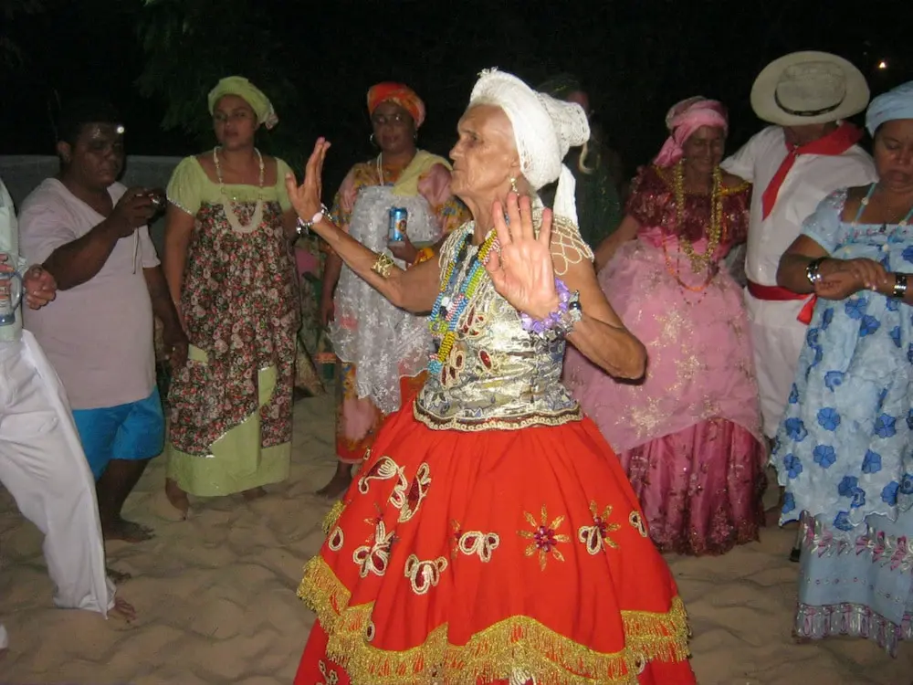 Cena de festa em homenagem à cabocla Mariana, na praia de ponta de pedras, em Santarém, Pará, em 2012